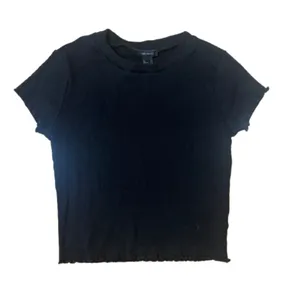 FOREVER 21 Cropped Ribbed Baby T Tee Shirt Top Black Size Small thumbnail 1