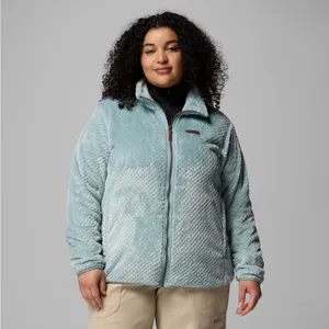 Columbia Women’s Plus Size Fire Side II Sherpa Full Zip Size 1X Light Blue EUC thumbnail 2