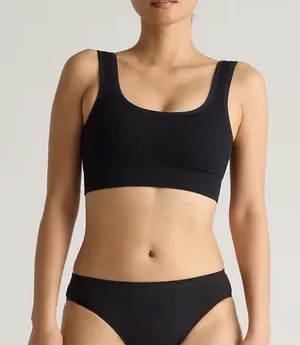 NWOT Quince Women's Black Comfort Rib Tank Bralette (2-pack) L Sold Out Online thumbnail 1