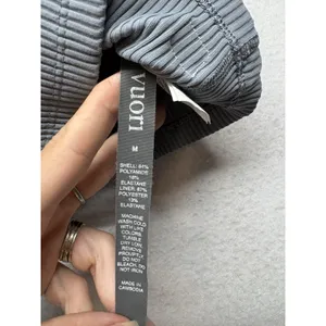 Vuori Ribbed Tank Women M Gray Blue Ribbed Strappy Cross Back VW189 No Pads thumbnail 2