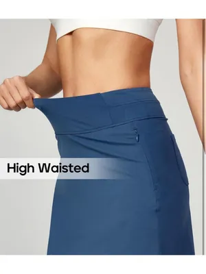 NEW Blue Heathyoga Knee Length Skorts Golf Skirt Pockets Zipper S 20” thumbnail 6