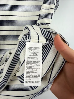 J. Crew Ruffle Sleeve Stripe Ribbed top size medium thumbnail 3