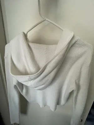 white zip up sweater thumbnail 3