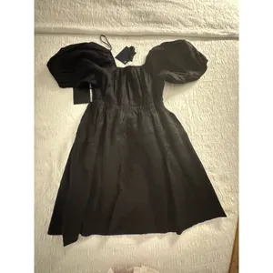 Pomander Place Ares Dress Linen Puff Short Sleeve Mini Black Size Medium thumbnail 6