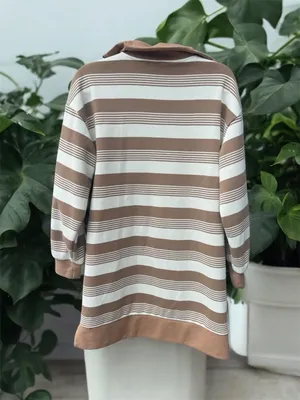 Umgee Striped Half Zip Dress Oversized Small thumbnail 3