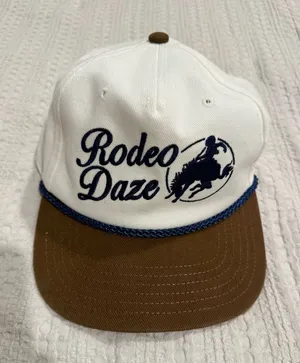 Mighty Fine Rodeo Daze Baseball Hat White Brown Cotton thumbnail 1