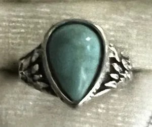 Bohemian/Aztec Design Faux Turquoise Stainless Steel Silver Ring Size 6 NWT thumbnail 1