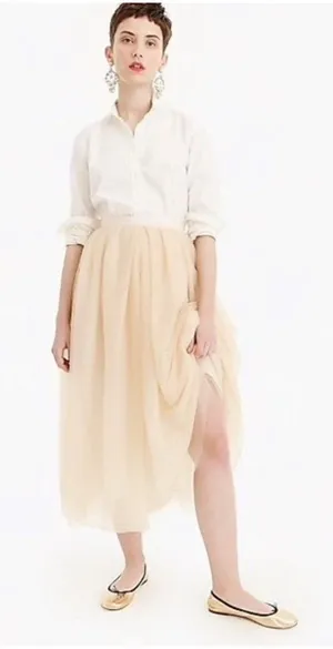 NWT J.Crew Collection Tulle Ball Skirt in Gold Sparkle Ribbon Belted Midi 6 thumbnail 1