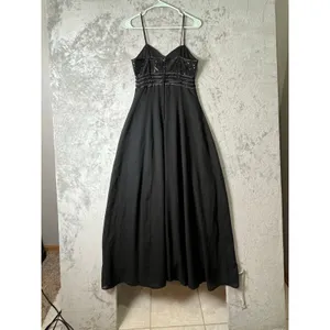Vintage Y2K Black Ballgown Sequin Formal Dress Dark Glam Prom Princess USA Small thumbnail 3