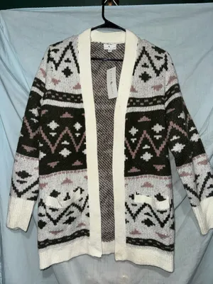 Patterned Open-Front Cardigan thumbnail 1