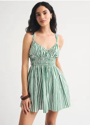Abercrombie striped smocked dress thumbnail 1