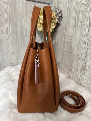 ellos Tan Pebbled Shoulder Bag with Detailing Brown thumbnail 3