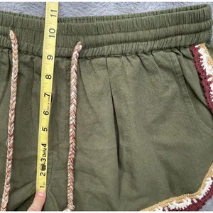 Free People Coastal Cruise Olive Green Crochet Trim Boho Pull On Shorts S/M NWT thumbnail 15