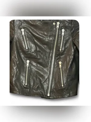 H&M The New Icons Women’s Long Sleeve Black Leather Biker Jacket Size 4 thumbnail 9
