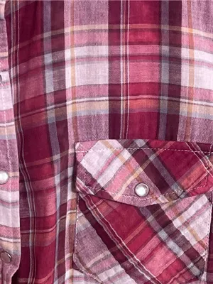 Love Stitch Play The Field Burgundy Plaid Button UP Shirt Size M thumbnail 11