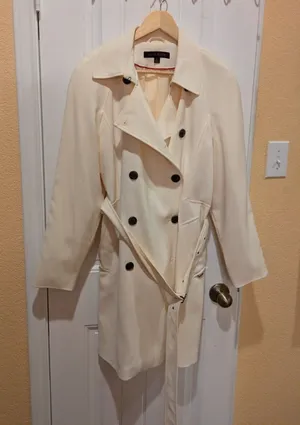 Ann Klein Belted Trench Coat Ivory- Women’s M thumbnail 1
