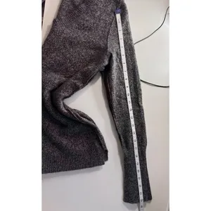AQUA Cashmere Gray Marl V-Neck Sweater Charcoal Knit Quiet Luxury Medium‎ EUC thumbnail 7