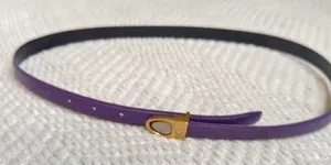 Playboy Unisex Thin Purple Leather Gold Toned Buckle Belt Iconic Bunny Logo 38" thumbnail 1