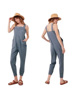PACT Alice Overall Jumpsuit Blue Dusk 100% Organic Cotton Women’s Sz medium thumbnail 2