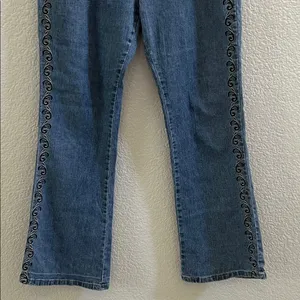 COS Embroidered Black Lace & Embellished Blue Jeans Size 14 thumbnail 3