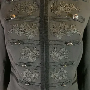 White House | Black Market Black Velvet-Trim Military Style Jacket Size 4 thumbnail 2