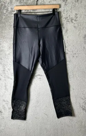 Zyia Active Light n‎ Tight Hi Rise 7/8 Leggings Black Reflective Metallic 12 New thumbnail 1