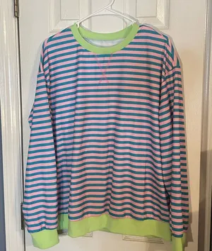Striped Sweatshirt with Neon Accents thumbnail 1