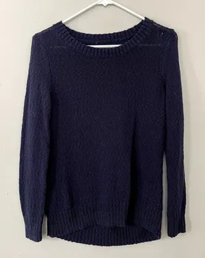 Purple blue knit sweater casual comfortable ribbed classic top warm winter‎ thumbnail 1