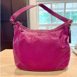 Coach‎ Magenta Pink Leather Hobo Shoulder Bag Silver Hardware 27741 thumbnail 1