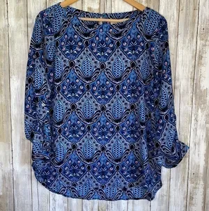 Loft Blue Paisley Blouse •Small thumbnail 1