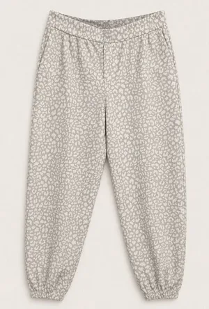 Colsie Leopard Print Jogger Sweatpants Size M Beige Cream Lounge Pants Cozy Athl thumbnail 1