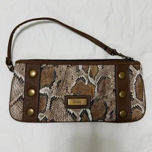 XOXO Snakeskin Print Wristlet Clutch Brown‎ Faux Leather Studded Bag Y2K thumbnail 10