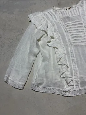 Free People Women’s White Ruffle Lace Peasant Blouse small thumbnail 2