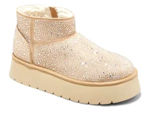 Missy platform beige/stone rhinestone boots Gold Size 7 thumbnail 1