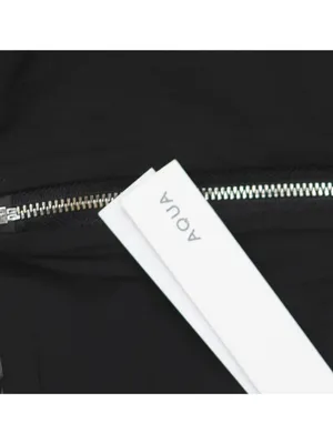 NWT Aqua Feather Trim Bandeau Faux Leather Top IBO26647 Black XS thumbnail 5