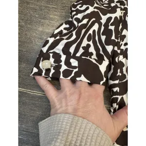 Milly New York‎ Brown & White Print Silk Short Sleeve Dress Size 6 thumbnail 8