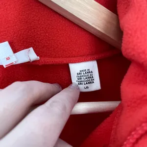 Levi's‎ neon orange red pullover quarter zip sweater women's size large fleece thumbnail 5