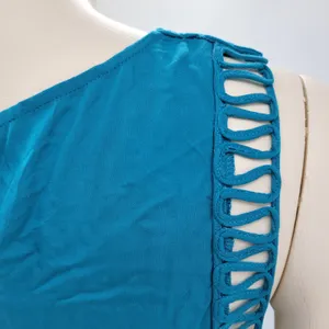 Anthropologie x Mermaid Macrame Maxi Dress M Blue Rayon Flowy Coastal Vacation thumbnail 6