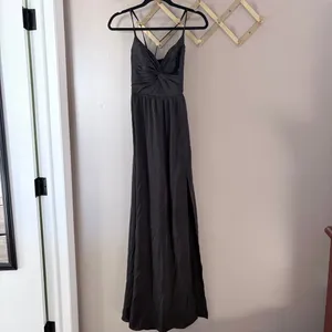 NWT Azazie Raya Black Stretch Satin Maxi Dress | 4 thumbnail 3