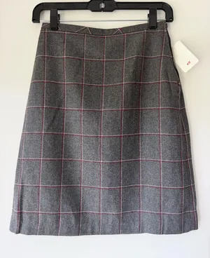 H&M Grey A-Line Plaid Windowpane Skirt thumbnail 1