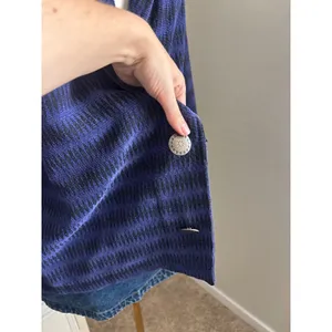Vintage Chicos Design Geometric Knit Blazer Jacket‎ Silver Sunburst Buttons sz 3 thumbnail 2