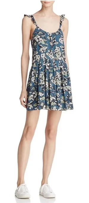 NWT Free People‎ Floral Slip Pleated Mini Dress Size Small thumbnail 1