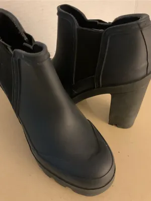 Hunter women dark gray rubber plychelsea waterwheel boots US 7 thumbnail 4