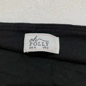 Oh Polly Black Long Sleeve Skater Mini Dress US 0 Coquette Party thumbnail 4