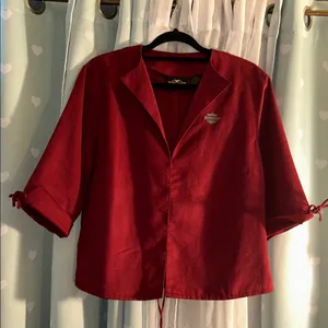 Harley Davidson Size XL Maroon 3/4 Sleeve Lightweight Jacket thumbnail 1