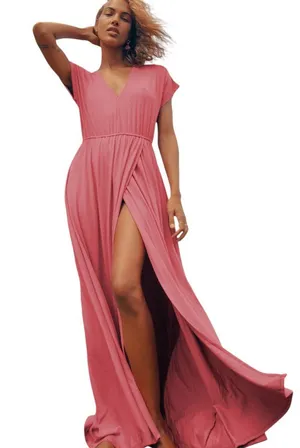 Lulus Pink Short Sleeve Boho Maxi Dress Size Small NWT Casual Wedding Guest thumbnail 1