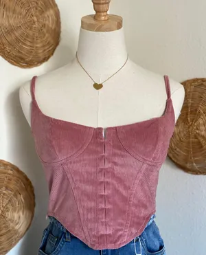 Light Pink Corset Crop Top Size M thumbnail 1