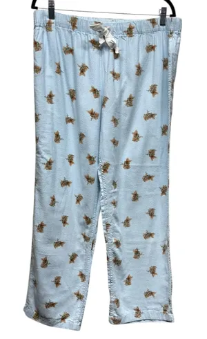 J. Crew‎ Womens Size L Blue Dog Christmas Pajama Pants Lights Frenchie Flannel thumbnail 1