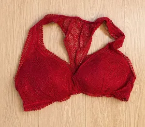 Victoria's Secret Lace Racerback Bralette Red Wireless Pull-On thumbnail 1