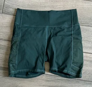 High-Waist Women's Athletic Shorts in Dark Green thumbnail 1